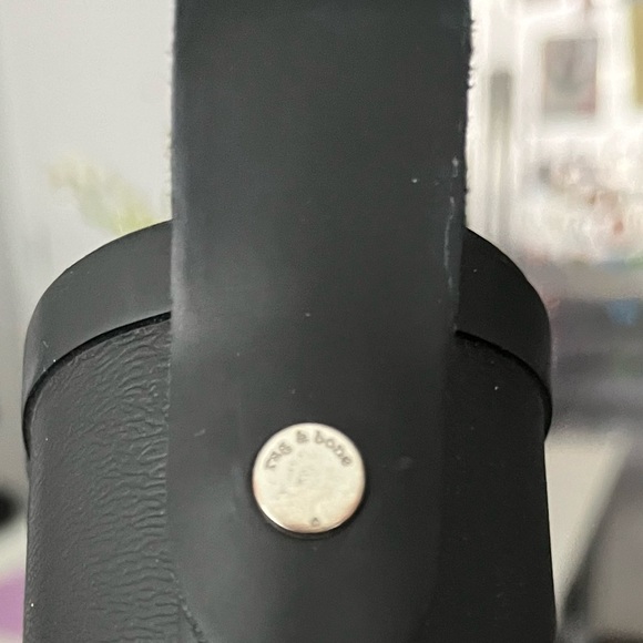 Women’s Rag & Bone Black Rubber MOTO Rain Boots, Side Zip, Ankle Strap, Size 35 - Picture 3 of 11